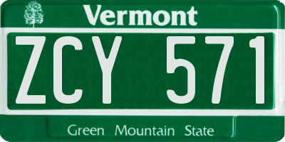 VT license plate ZCY571