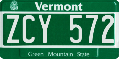 VT license plate ZCY572