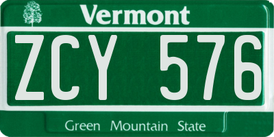 VT license plate ZCY576