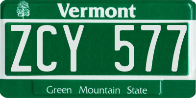 VT license plate ZCY577