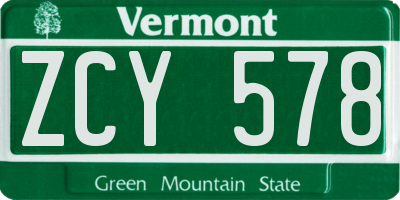 VT license plate ZCY578