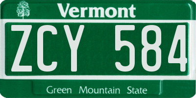 VT license plate ZCY584