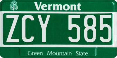 VT license plate ZCY585