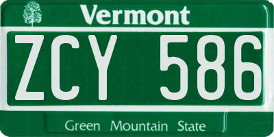 VT license plate ZCY586