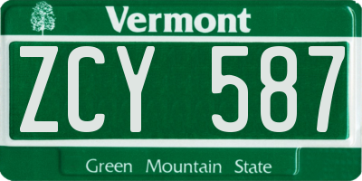 VT license plate ZCY587
