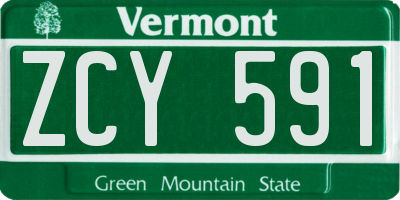 VT license plate ZCY591
