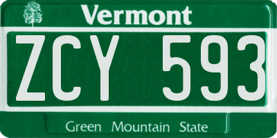 VT license plate ZCY593