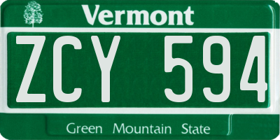 VT license plate ZCY594