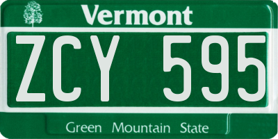 VT license plate ZCY595