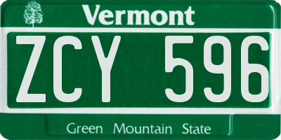 VT license plate ZCY596