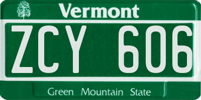 VT license plate ZCY606
