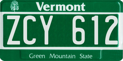 VT license plate ZCY612