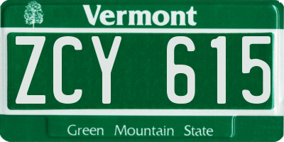 VT license plate ZCY615