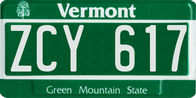 VT license plate ZCY617