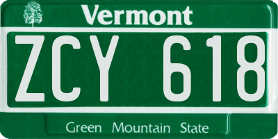 VT license plate ZCY618