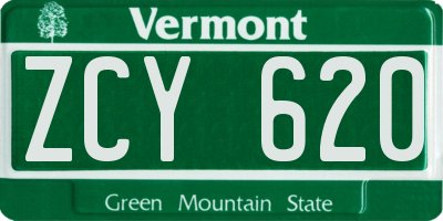 VT license plate ZCY620