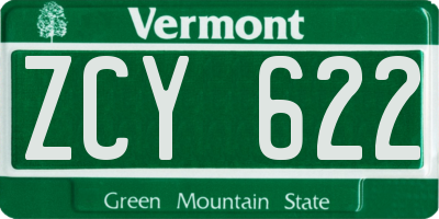 VT license plate ZCY622