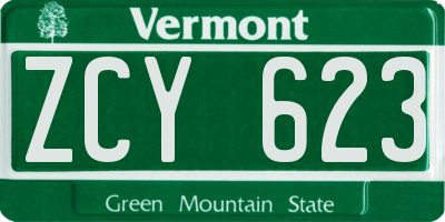 VT license plate ZCY623