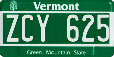 VT license plate ZCY625