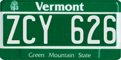VT license plate ZCY626