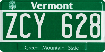 VT license plate ZCY628