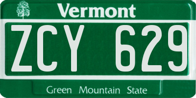 VT license plate ZCY629