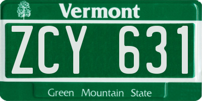 VT license plate ZCY631