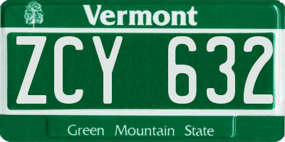 VT license plate ZCY632