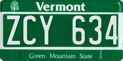VT license plate ZCY634