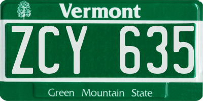 VT license plate ZCY635