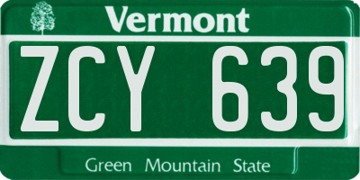 VT license plate ZCY639