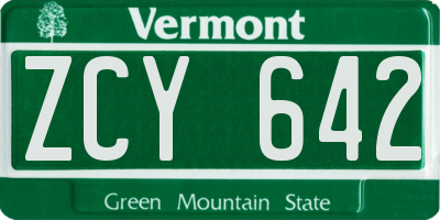 VT license plate ZCY642
