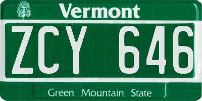 VT license plate ZCY646
