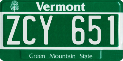 VT license plate ZCY651
