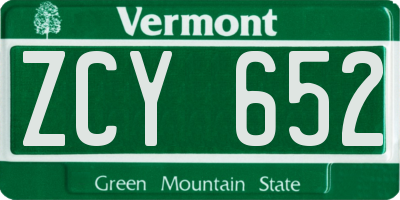 VT license plate ZCY652