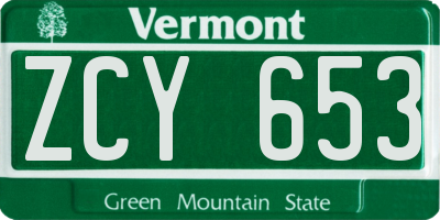 VT license plate ZCY653