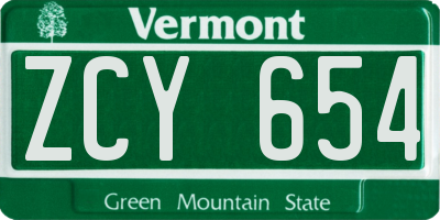 VT license plate ZCY654