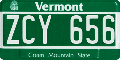 VT license plate ZCY656