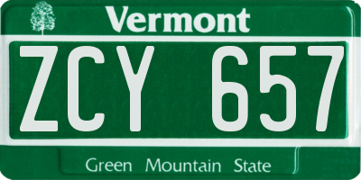 VT license plate ZCY657