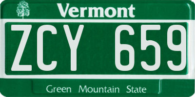VT license plate ZCY659