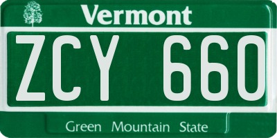 VT license plate ZCY660