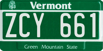 VT license plate ZCY661