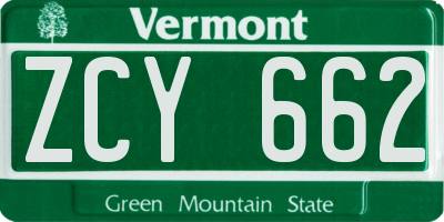 VT license plate ZCY662