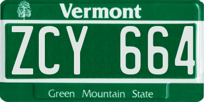 VT license plate ZCY664