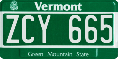 VT license plate ZCY665