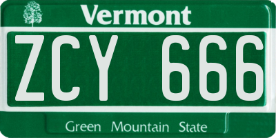 VT license plate ZCY666