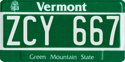 VT license plate ZCY667