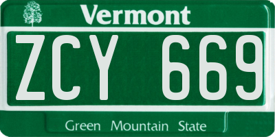 VT license plate ZCY669