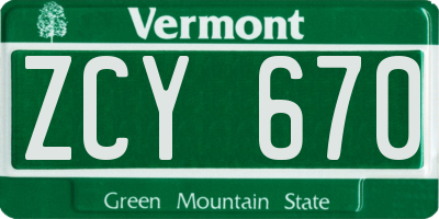 VT license plate ZCY670