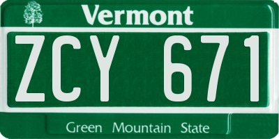 VT license plate ZCY671